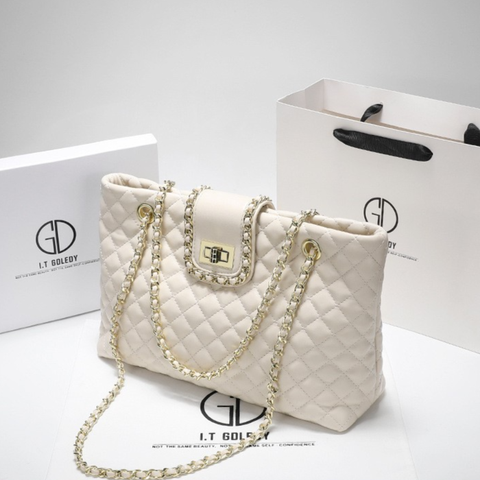 Women's Leather Chain Strap Tote Bag