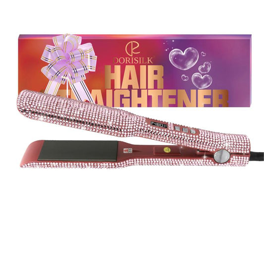 Titanium Flat Iron Rhinestone 480°F High Temp Hair Straightener Curler 2 Inch Salon Professional Dual Voltage Bling Glitter