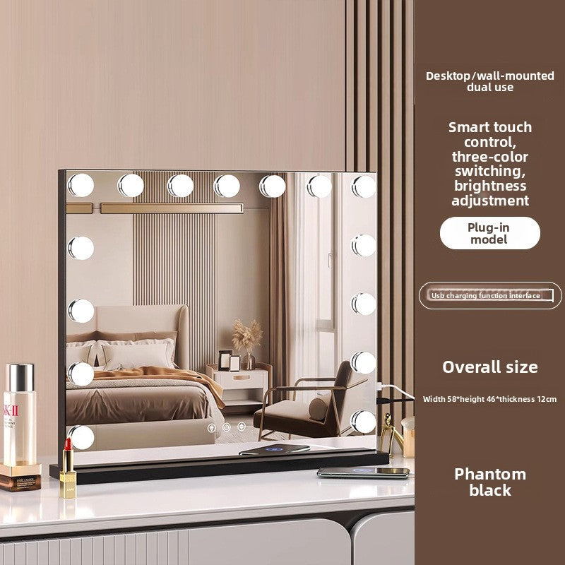 Square LED Vanity Mirror with Adjustable Lighting