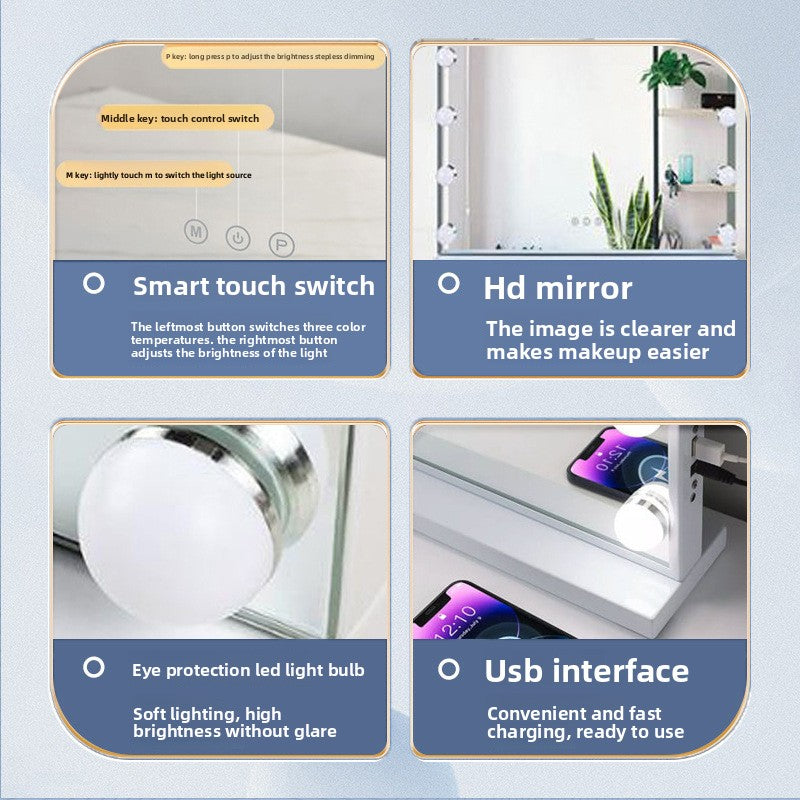 Square LED Vanity Mirror with Adjustable Lighting