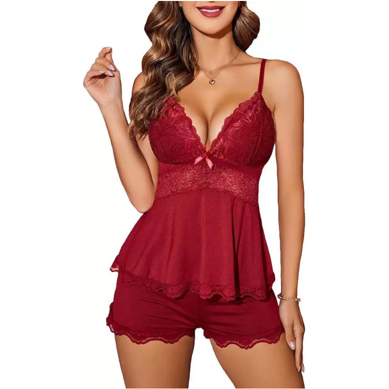 Crocheted milk silk sleeveless pajamas