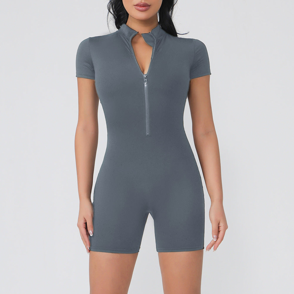 Women's Yoga Jumpsuit with Stand Collar