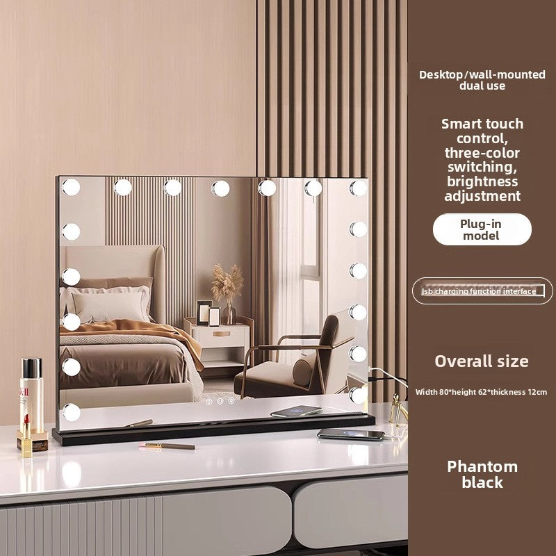 Square LED Vanity Mirror with Adjustable Lighting