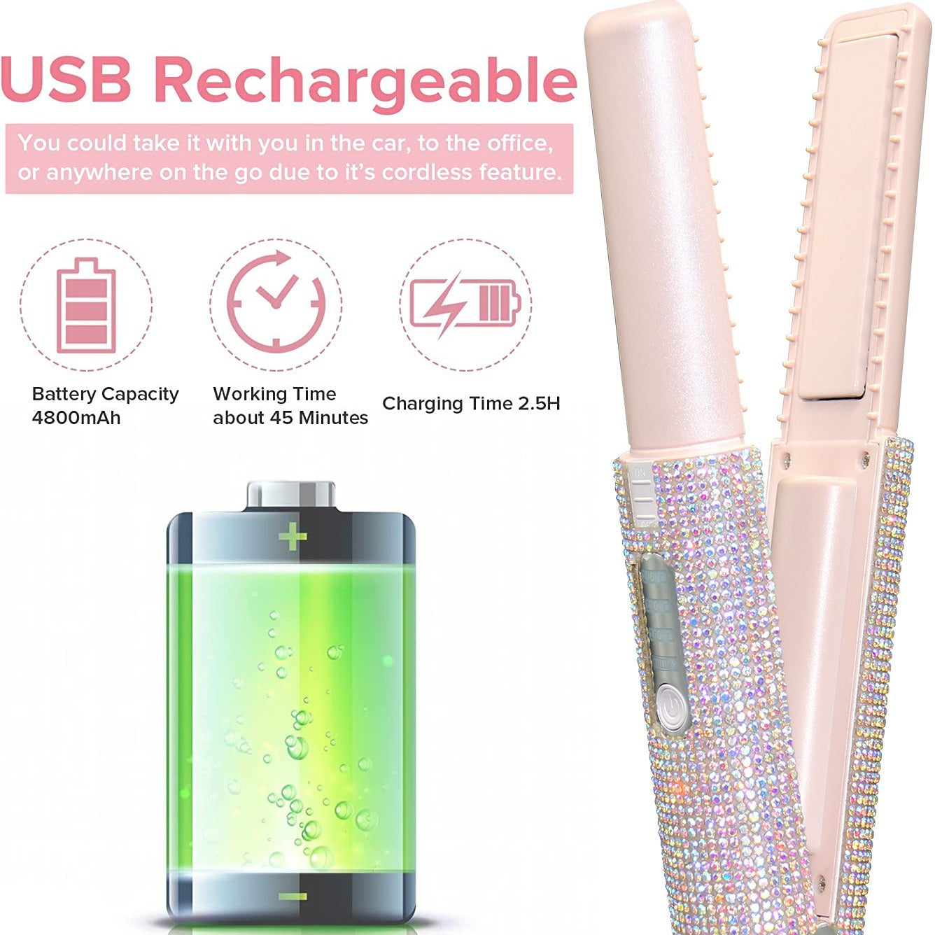 Portable Ceramic Hair Straightener Curler