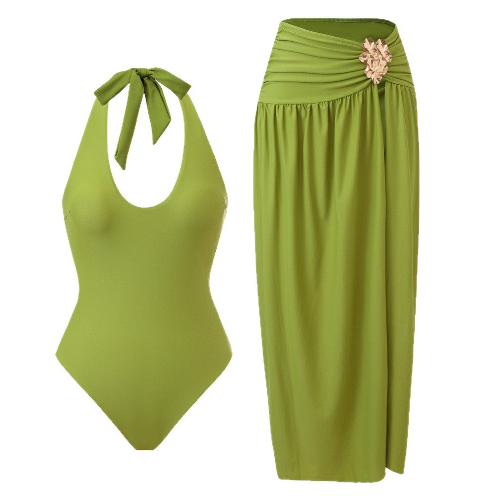 Womens Two-Piece Swimsuit with Slit Dress