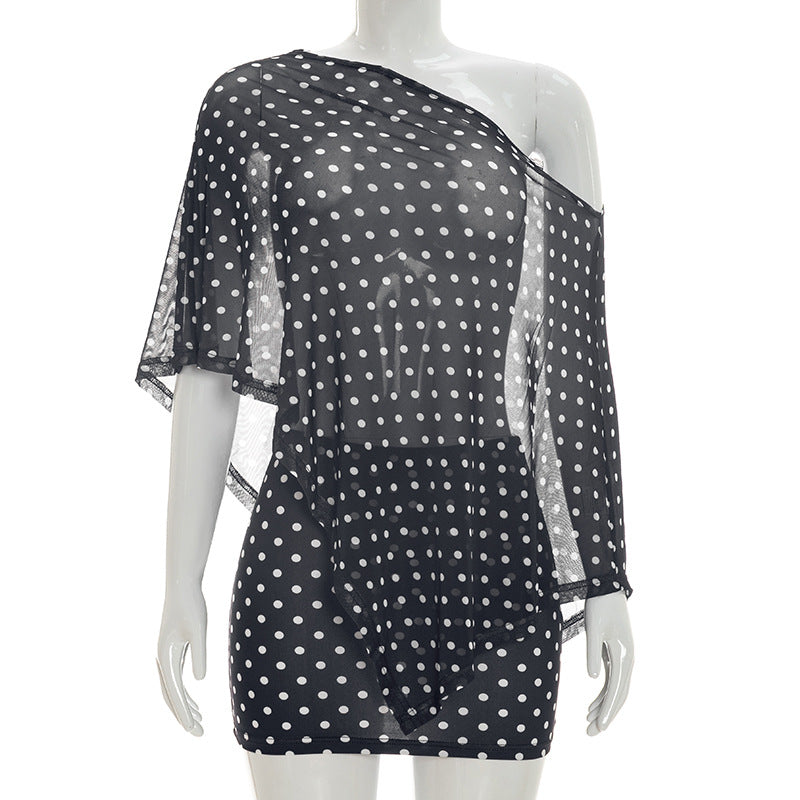 Women's Claw Print Oblique Shoulder Two-Piece Set