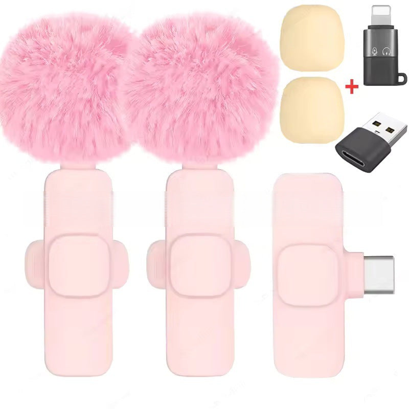 K9 Pink Wireless Lavalier Microphone with Noise Reduction