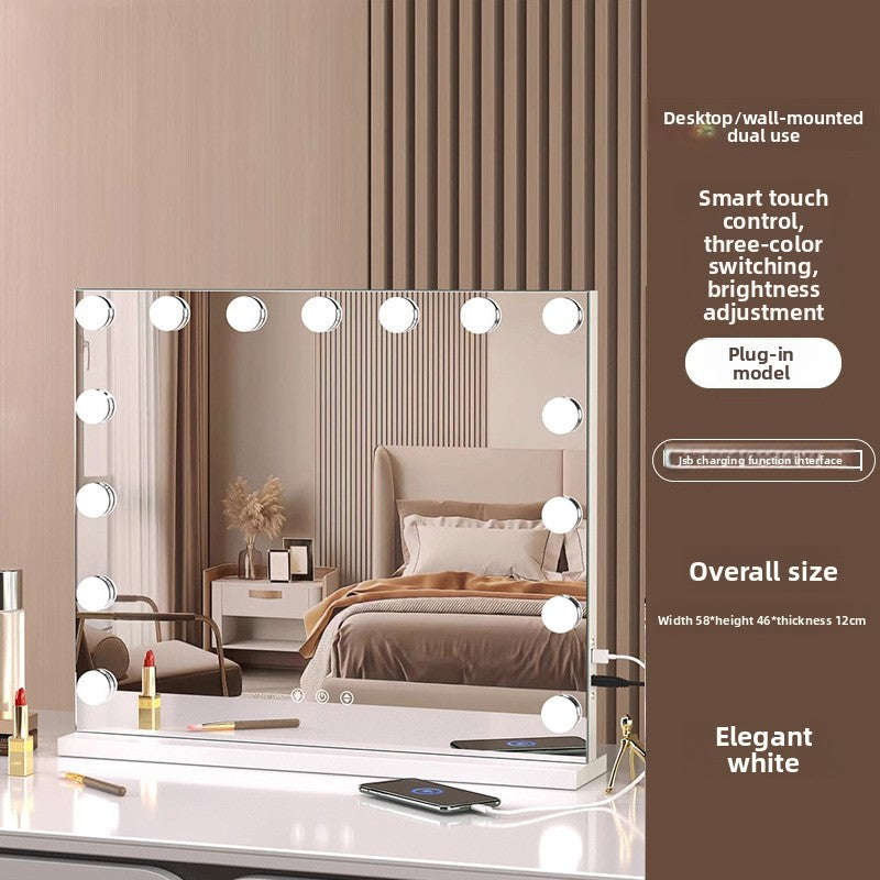 Square LED Vanity Mirror with Adjustable Lighting