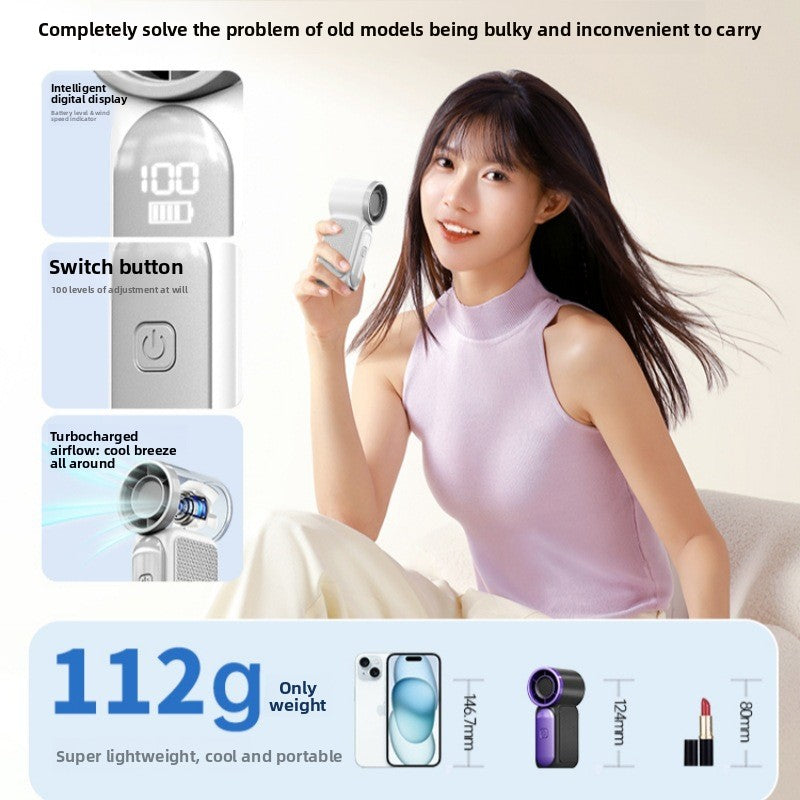 Portable USB Rechargeable Handheld Fan with Digital Display