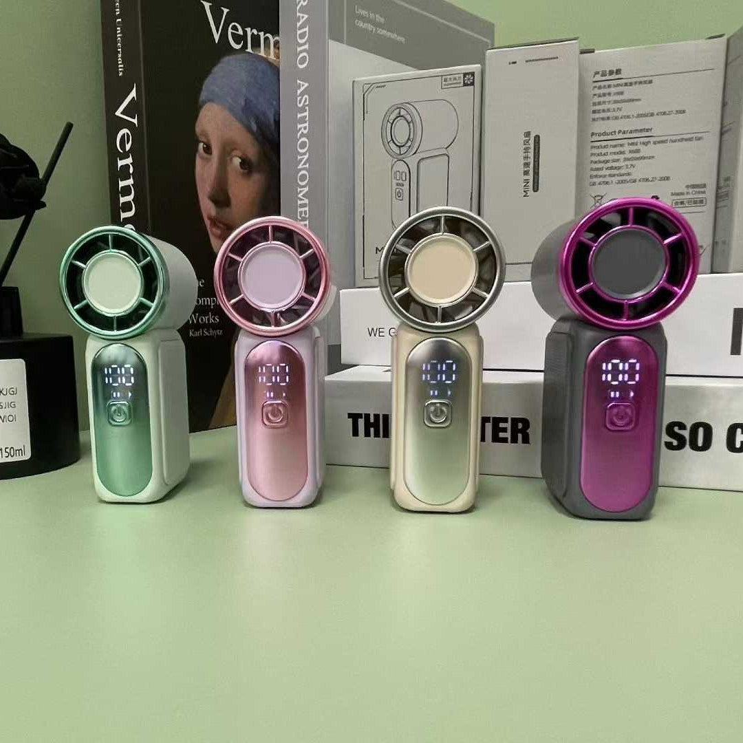 Portable USB Rechargeable Handheld Fan with Digital Display