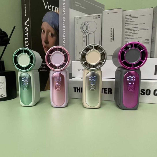 Portable USB Rechargeable Handheld Fan with Digital Display