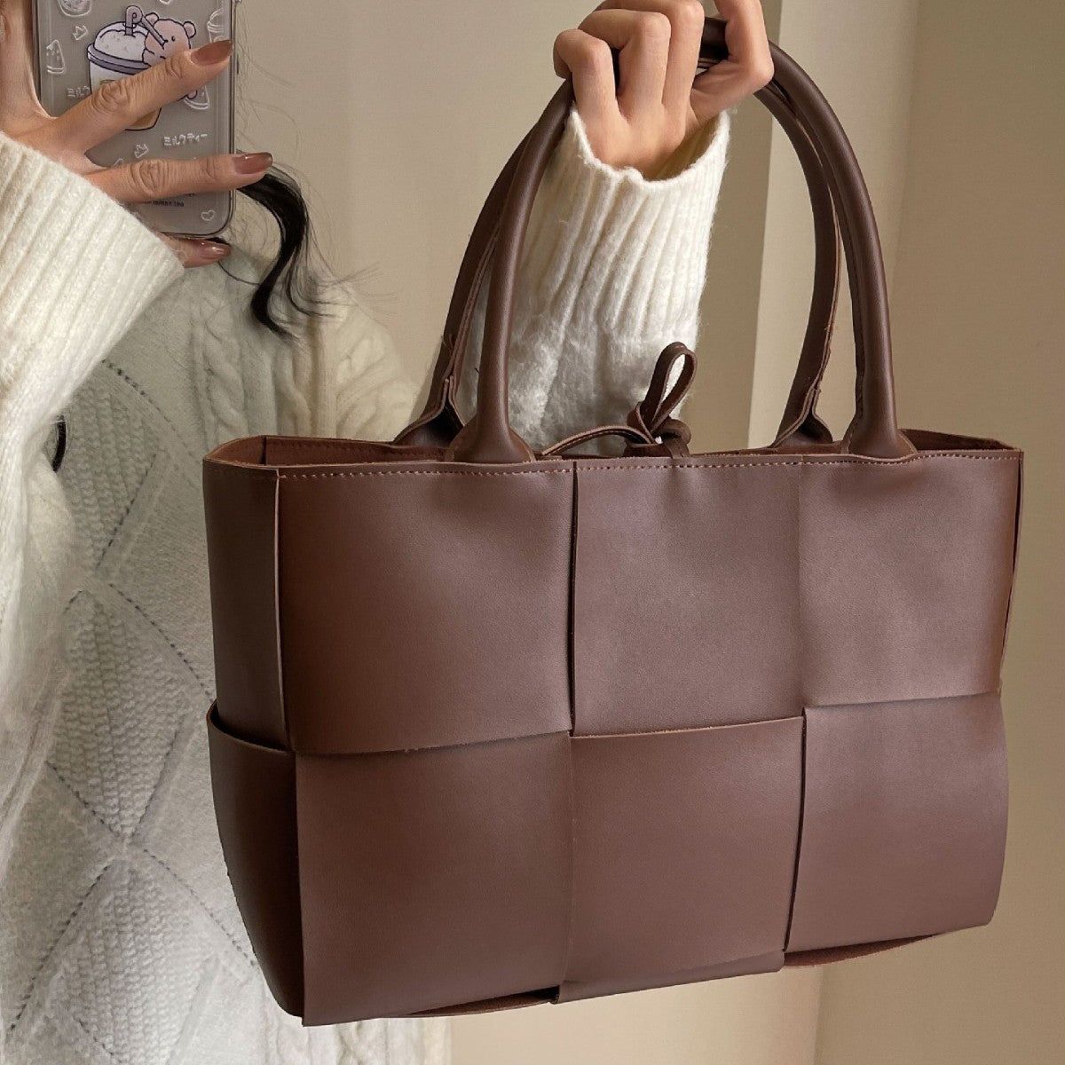 Fashion Stitched Tote Shoulder Bag