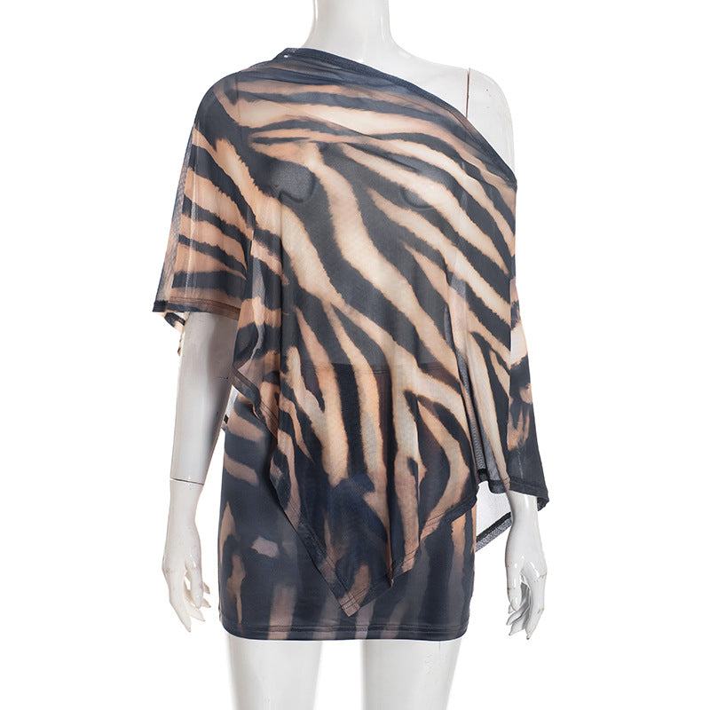 Women's Claw Print Oblique Shoulder Two-Piece Set